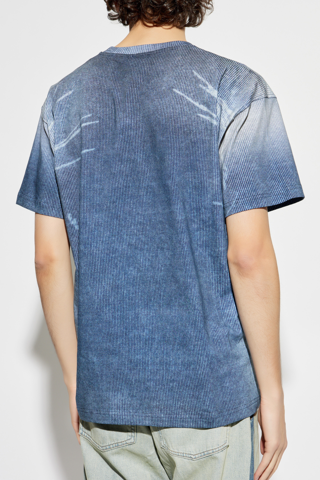 関税込み★DIESEL★T-Norm-R3 クルーネック Tシャツ T-NORM-R3 T-shirt with rib-knit print｜ブルー｜メンズ｜DIESEL